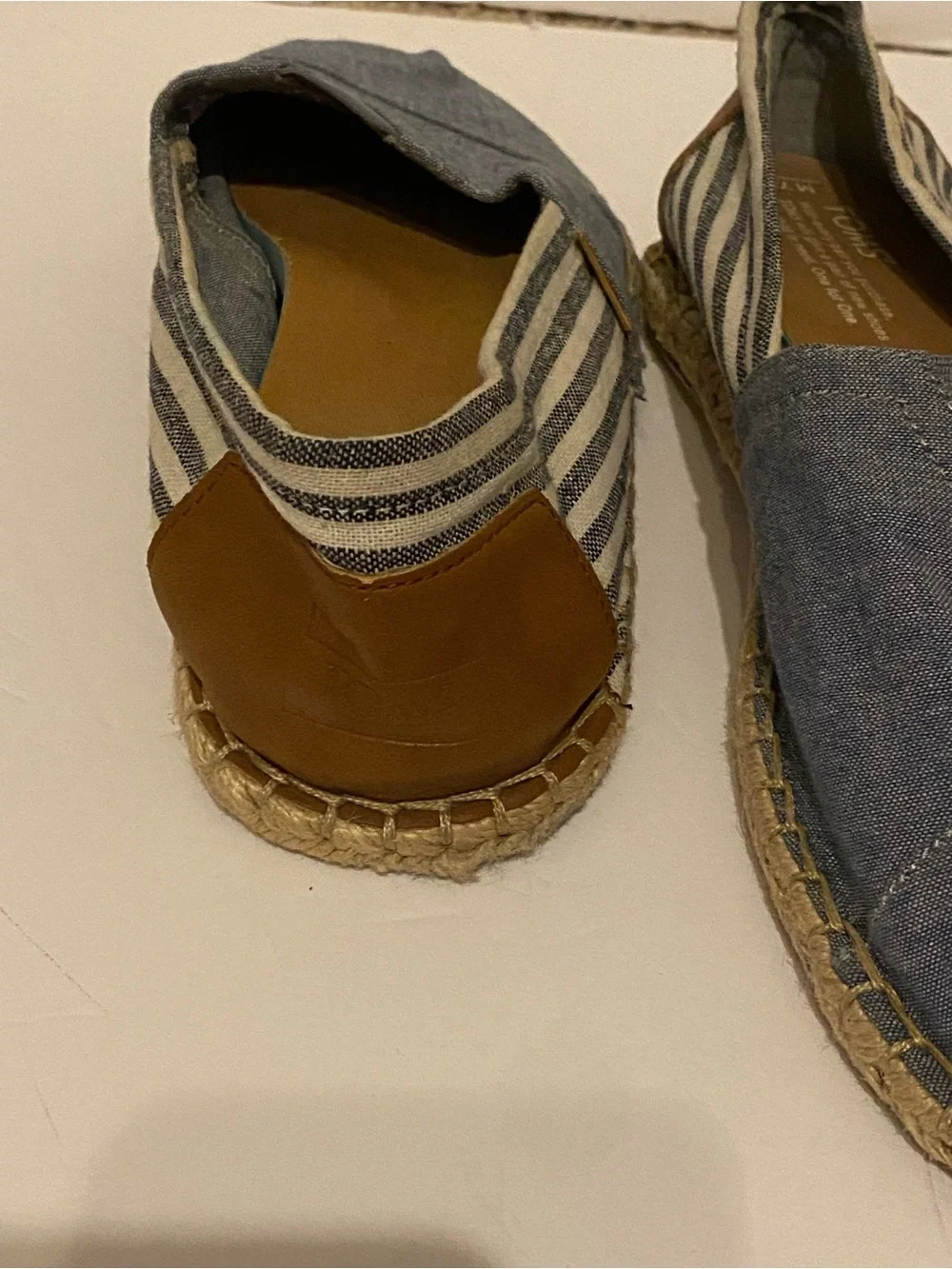 TOMS Blue and White Striped Canvas Slip-On Espadrilles